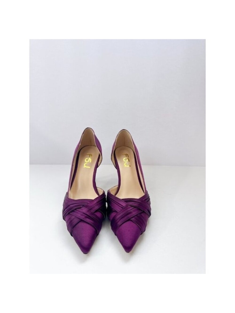 Size 8 Purple Satin D’Orsay Pumps | Pointed Toe Kitten Heels Elegant Evening FSJ